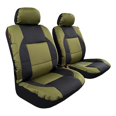 For Subaru Forester Car Seat Covers Front Set Black Green Canvas
