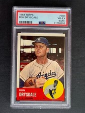 1963 Topps DON DRYSDALE Los Angeles Dodgers #360 PSA 4(MC)
