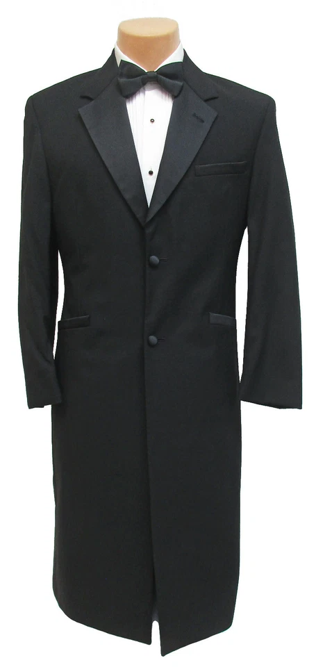 Men's Long Black Andrew Fezza Tuxedo Frock Coat Church Wedding Formal Mason 40R - Image 2 of 4