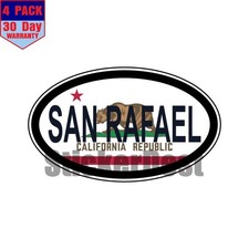 California San Rafael State Flag Oval Sticker 4 Pack 3x2 Inch