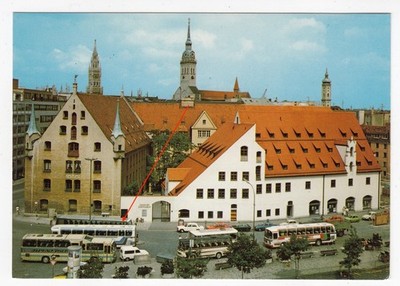 AK München Stadtmuseum St. Jakobsplatz Busparkplatz Autos Oldtimer