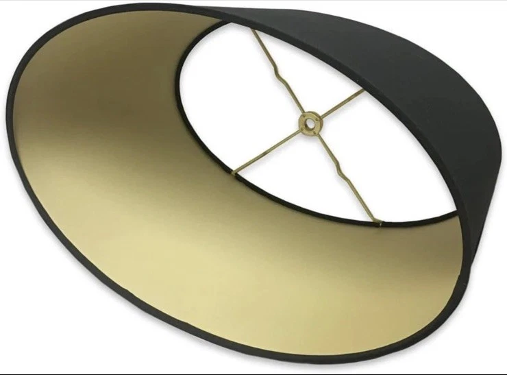 Pantalla de lámpara de tapa dura ovalada poco profunda, HB-611-10BLK/GL, negra, (8,5 X5,5) X (10 X 6,5 Foto 2 de 4