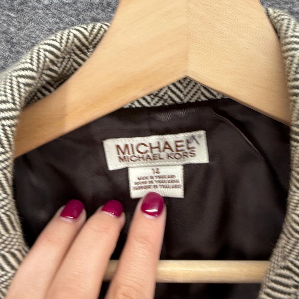 Michael Kors BLazer Mujer 14 Gris Cuello Abotonado Manga Larga Bolsillos Forrados Foto 3 de 4
