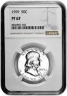 1959 50C Proof Silver Franklin Half Dollar NGC Graded PF 67 White Coin