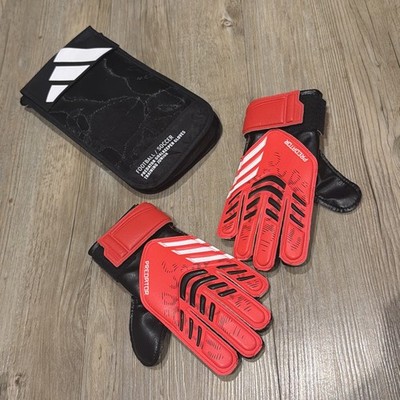 Adidas Predator Fußball Torwarthandschuhe schwarz & rot Jugend Größe 4 Training