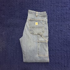 Carhartt Mens 36x34 Blue Denim Relaxed Dungaree Fit