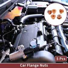 5 Pcs M8 Car Flange Nuts Aluminum Alloy,Plastic Rubber Ring Flat Hex Orange