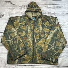 Master Sportsman Rugged Outdoor Gear Camo Hooded Jacket Fleece Lined Mens Sz L