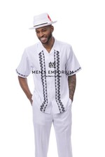 NEW Mens Montique 2PC Summer Walking Set Leisure Suit Regular Fit 2604 White USA