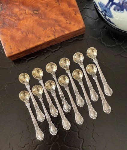 Wonderful Rare Set 12 Gorham Chantilly Sterling Silver Salt Spoon American 2.75”