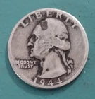 U.S. 1944 Quarter Coin "NO" Mint Mark - 90% Silver!!