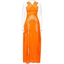 Stella McCartney Orange Lace Mesh Inset Sleeveless Maxi Dress XS