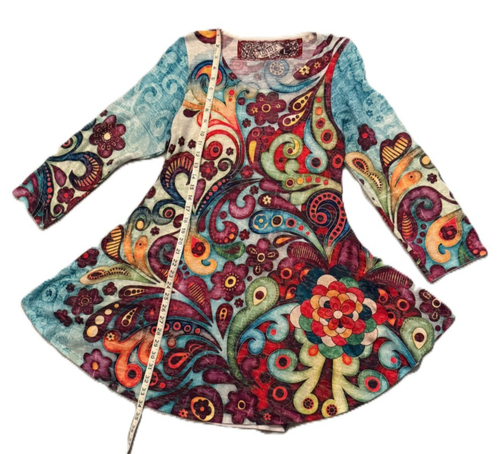 AMMA DESIGN USA Colorful Abstract Print Tunic/Dress Art to Wear Lagenlook Large - Picture 9 of 10