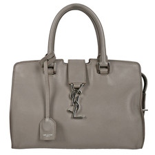 Borsa Saint Laurent Paris Baby Cabas con logo YSL in pelle grigia usata dal...