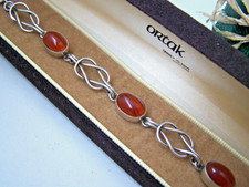 VINTAGE 925 SOLID STERLING SILVER ORTAK MALCOLM GREY AGATE BRACELET 7.5" 19.5CM