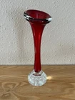 Vintage Bud Vase - Red Murano Vase - Bullicante Art Glass Controlled Bubble 7.5"