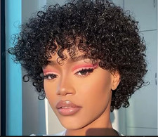  Short Afro Curly Bob Human Hair Wigs For Women Brazilian Remy Hair