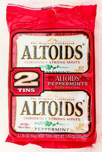 Confezione di ALTOIDS MENTA PIPERITA 2 lattine da 1,76 once ciascuna totale 3,52 once scadenza 08/2026