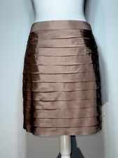 Ann Taylor LOFT Ruffle Skirt Womens Brown Bronze Midi A Line Pleated Layered