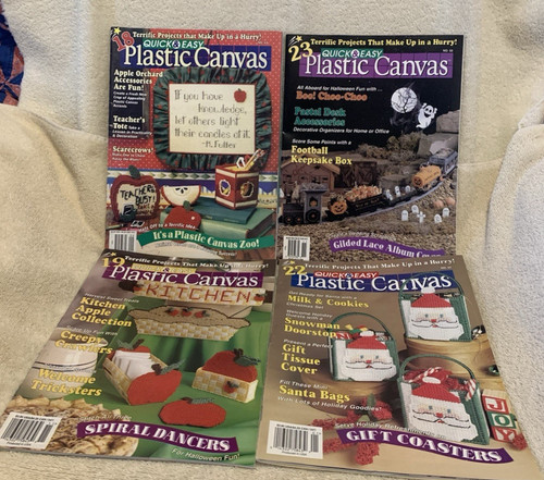 4 Pc Quick & Easy Plastic Canvas Magazines #43,50,56,57 Lot #4 - GUC
