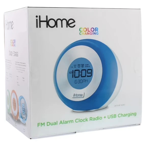 iHome (IM29SC) Color-Changing Dual Alarm FM Clock Radio with USB Charging