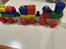 Melissa  Doug Stacking Train Building Toys Wooden Blocks Beautiful Condition