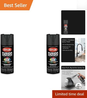 Versatile Matte Black Spray Paint - 12oz Cans Pack of 2 for Home Improvements