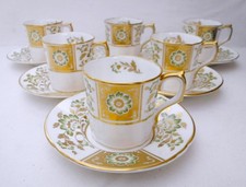 Royal Crown Derby Green Panel Coffee set, 1st Quality