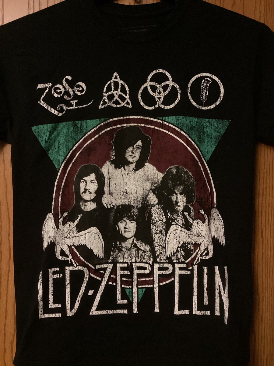 Led Zeppelin - 2021 Black Shirt With Group Image - Led Zeppelin - S/M