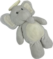 KellyBaby Plush Toy 10 Inch Grey White Elephant Clip On Stuffed Animal Rattle