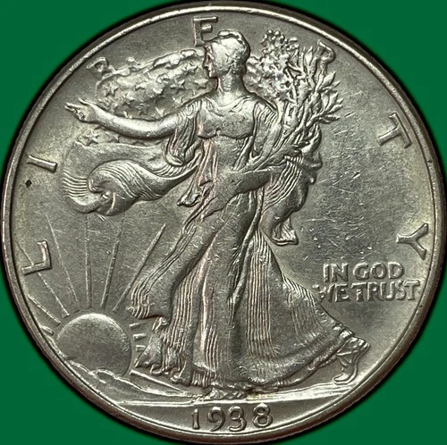 1938-D Walking Liberty Half Dollar Almost Uncirculated AU Coin #36680