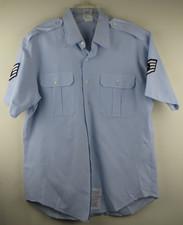 US Air Force Uniform Dress Shirt Blue 1550 Type II Short Sleeve Patches 38 x16.5
