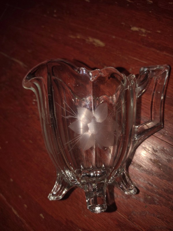 Vintage Indiana Glass Footed Clear Glass 3.25" Sugar Bowl And Creamer