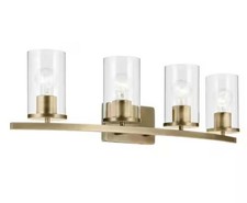 Kichler Crosby 31 Natural Brass Bathroom Vanity Light with Clear Glass