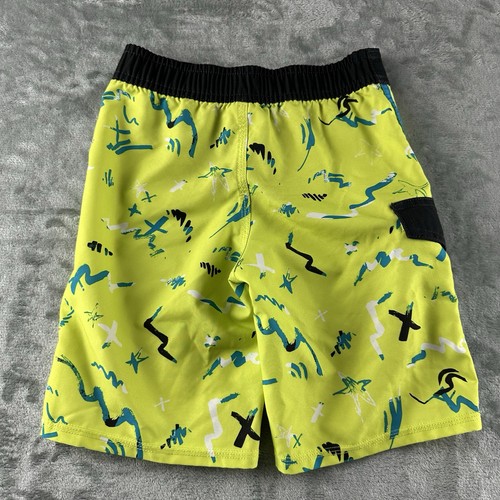 Quicksilver Shorts Boys 6 Neon Green Black Trim Swim Quick Dry Trunks - Picture 3 of 3