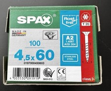 Spax Screws 4.5x60mm T-Star A2 Stainless Steel 100pcs