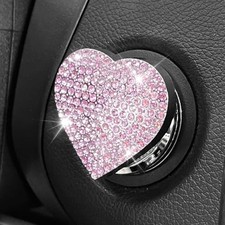 Heart Shape Car Engine Start Button Cover, Sparkly Rhinestone Ignition Pink