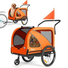 Dog Bike Trailer Supports up to 88 lbs, 2-in-1 Pet Stroller Cart Bicycle Carrier