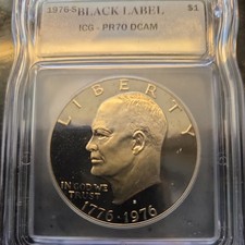 PR 70 1976-S $1 TYPE 2 EISENHOWER PR70 DCAM* GRAYSHEET $1,500 VALUE BLACK LABEL