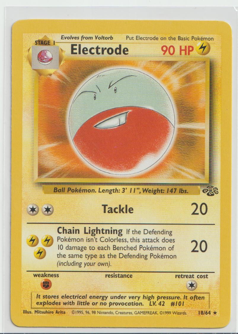 Electrode 18/64 Rare Jungle Pokemon Unlimited Damaged