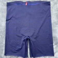 Spanx Shapewear Shorts Womens XL Blue Check High Waist Slimming Tummy Control