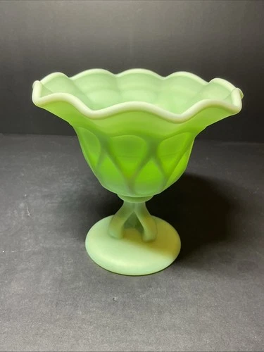 VTG Triple Stem Jadeite Westmoreland Doric Ruffle Candy Compote - WG 1950s