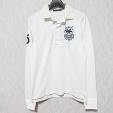 RALPH LAUREN embroidered long-sleeved rugby shirt, size M, white Women USED