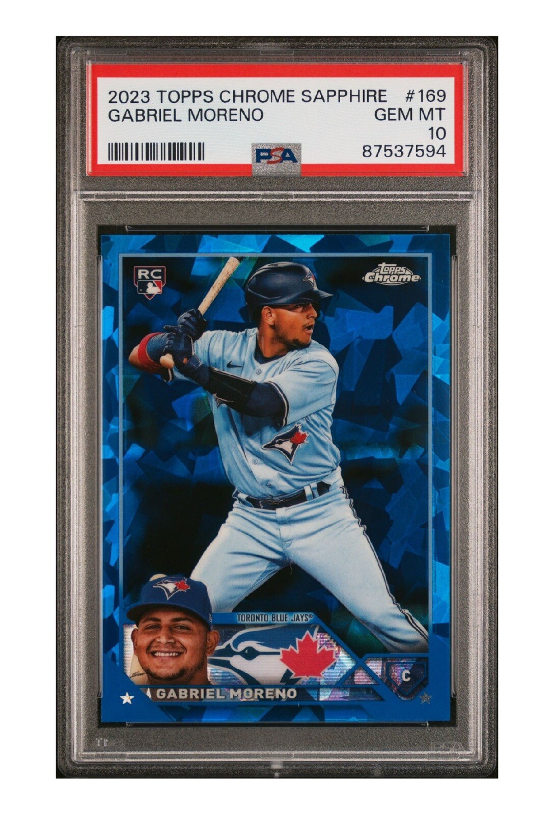 2023 TOPPS CHROME SAPPHIRE ROOKIE CARD GABRIEL MORENO RC #169 PSA 10 GEM MINT