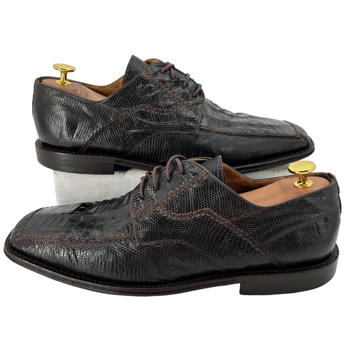 David Eden Exotic Crocodile Lizard Dark Brown Men