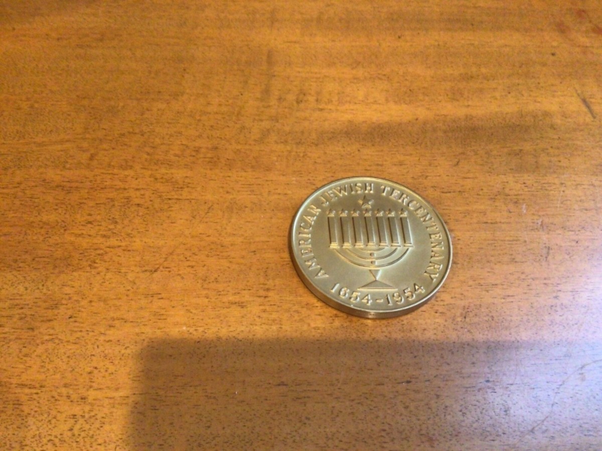 American Jewish Tercentenary 1654-1954 bronze/gold coin.