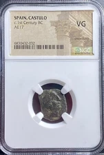 125BC-101BC NGC Oretani People Ancient Celtic Iberian Coin Rare Bull Castulo