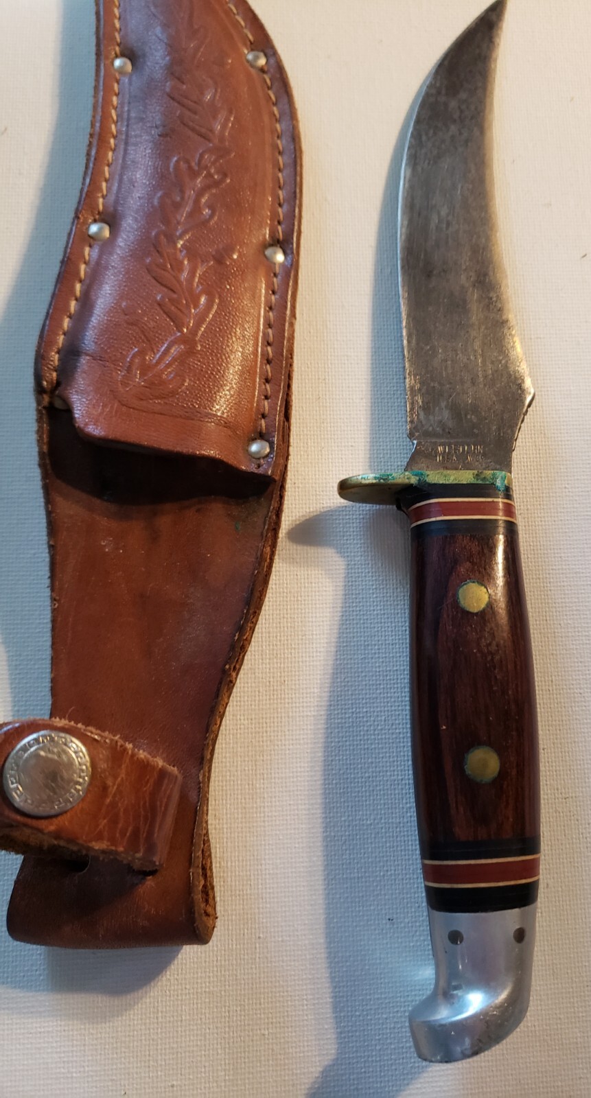 Vintage Western USA W39 Fixed Blade Hunting Knife Rosewood Handle With