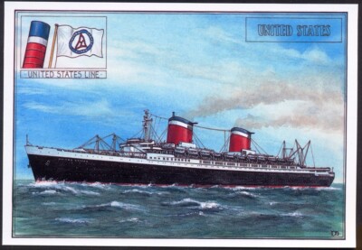 Moderne Postkarte ''Kreuzfahrtschiff'': SS Vereinigte Staaten (Ref Amber # 8 von 12) Kostenloser Versand