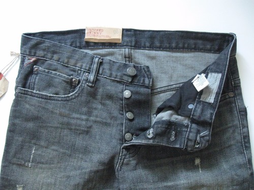 Denim & Supply Ralph Lauren Uomo Scesa Skinny Fit Grigio Declan Lavare - Picture 3 of 10